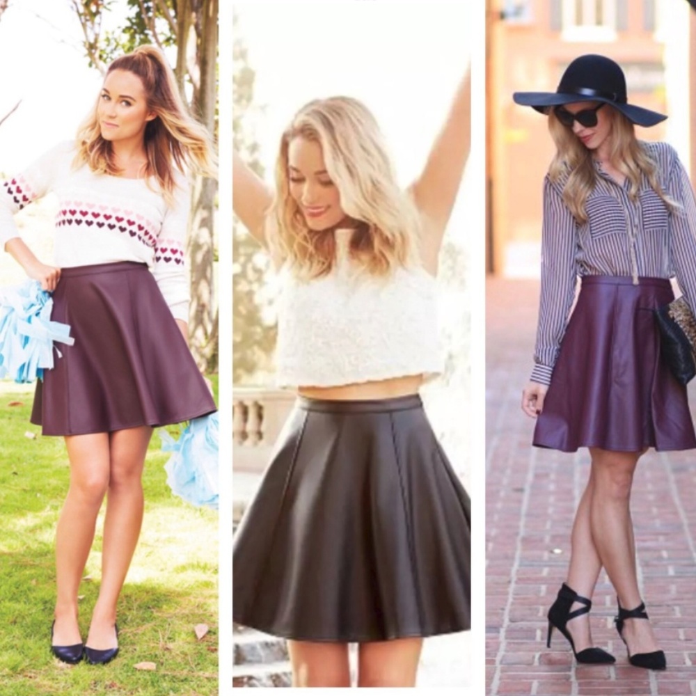 LC LAUREN CONRAD Faux Leather Skater Skirt, 4